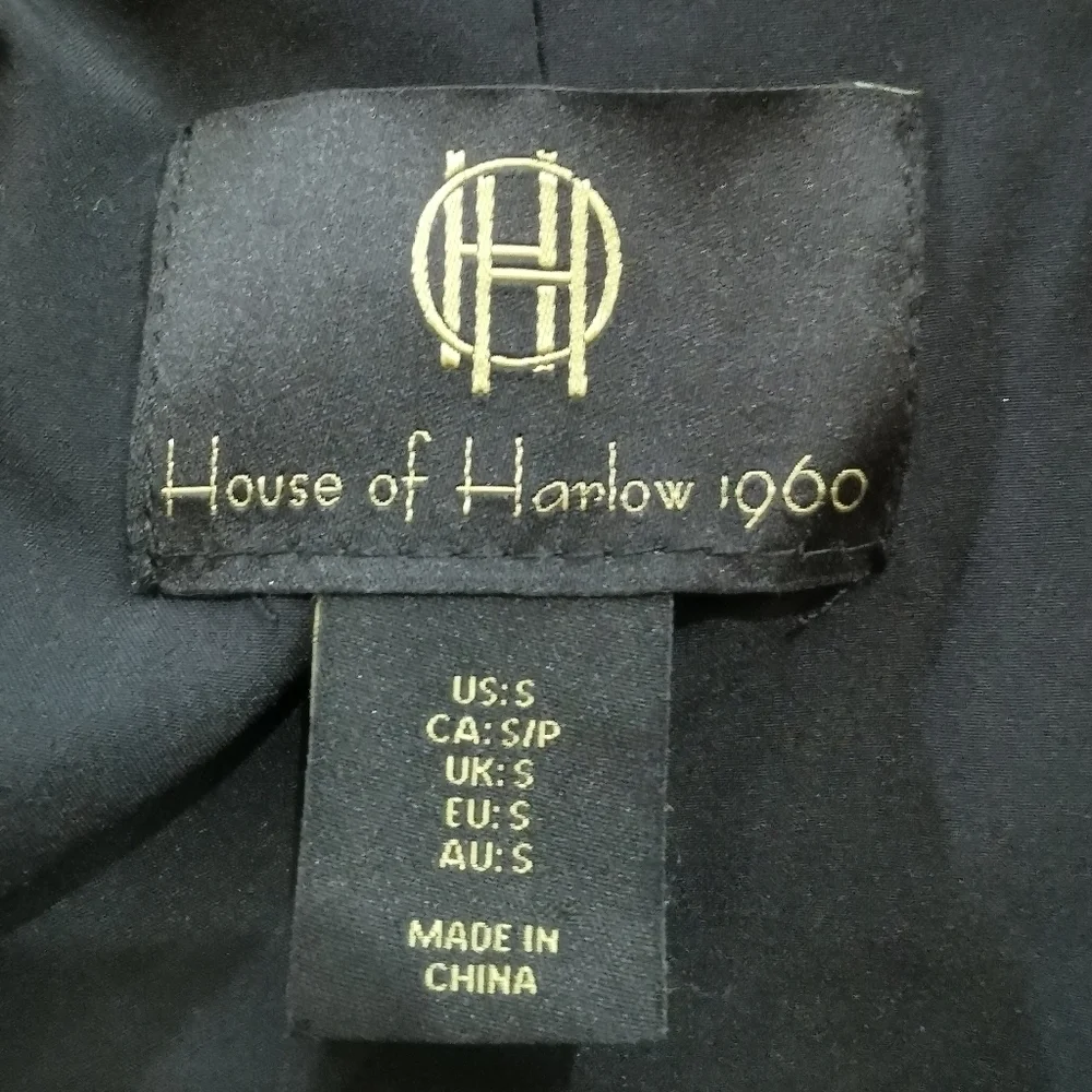 House of Harlow 1960 Tweed Houndstooth Blazer Gold Button Cropped Jacket Sz S - Picture 8 of 9
